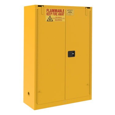 Flammable Self Closing Storage Cabinet 60 Gallon Capacity Paint Ink Yellow